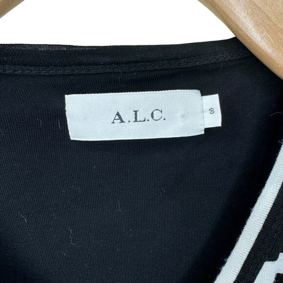 A.L.C Striped Cutout Knotted Sleeveless Midi Dress Black White Stripe SMALL - Picture 7 of 8